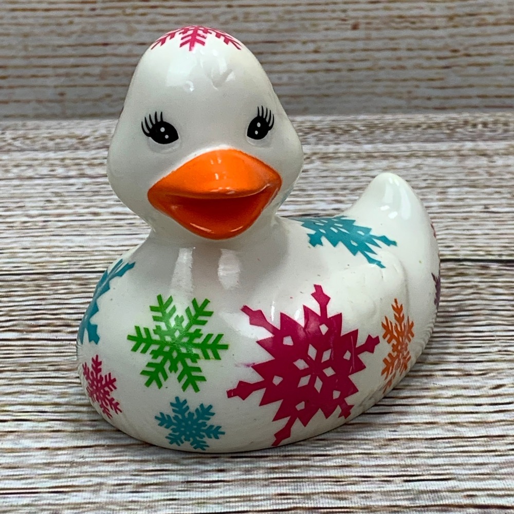 Bath & Body Works Multicolor SNOWFLAKE Rubber Duck 4.5" Ducky Bath Pool Jeep Toy